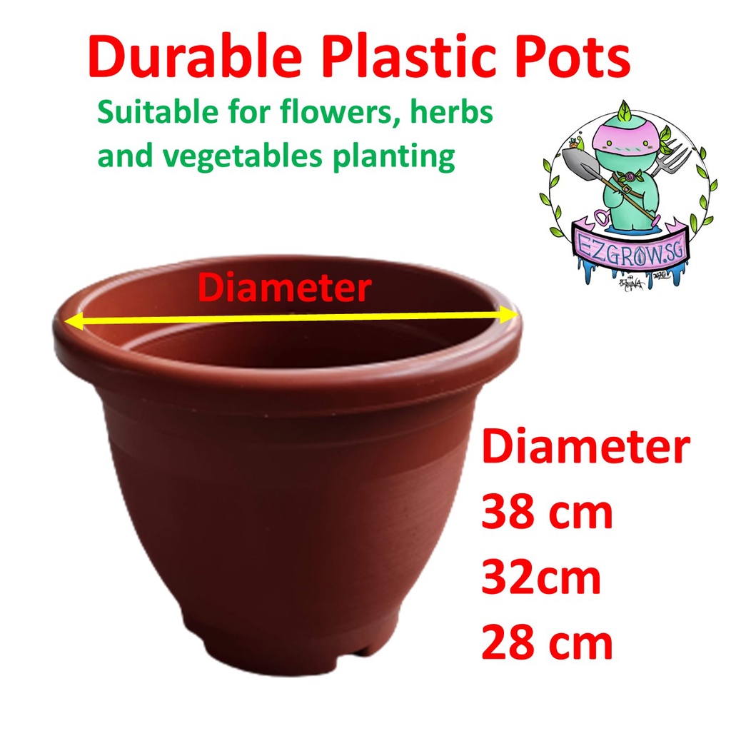 Durable Plastic Pots for Flowers, Herbs and Vegetable Planting (fr SG ...