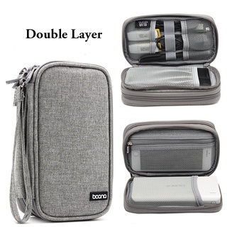 Electronic Organizer Waterproof Double Layer Travel Cable Storage Bag Power Bank, Phone, Wall Charger, USB Cables and Other Phone Accessories