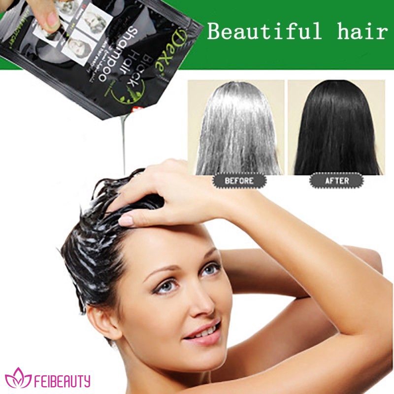 Dexe white hair blackening hair dye portable two-in-one package dyed black  hair shampoo one wash black FEIBEAU | Shopee Singapore