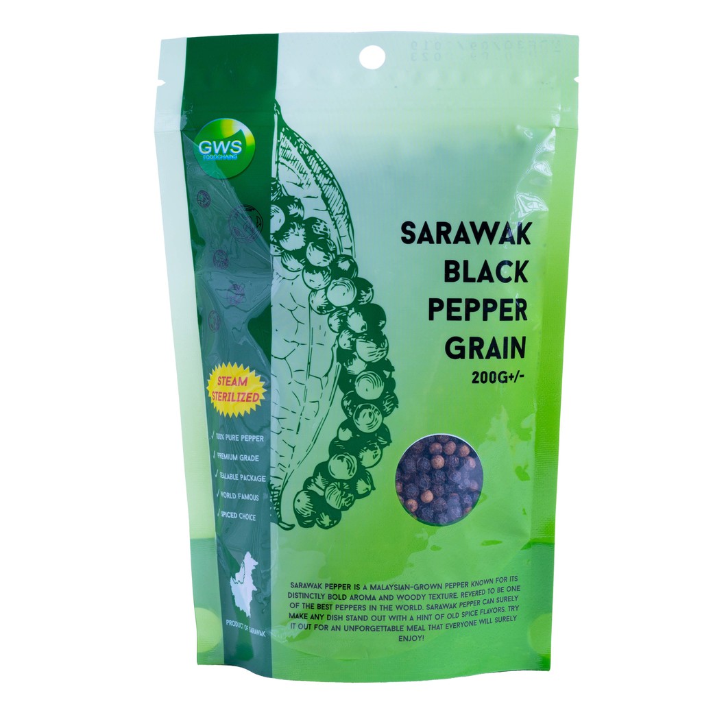 GWS Halal Sarawak Black Pepper Grain 200g (Resealable) Shopee Singapore