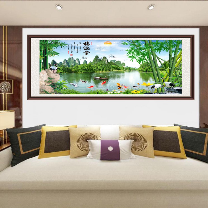 The Water Painting Feng Shui Mountain Living Room Background Wall