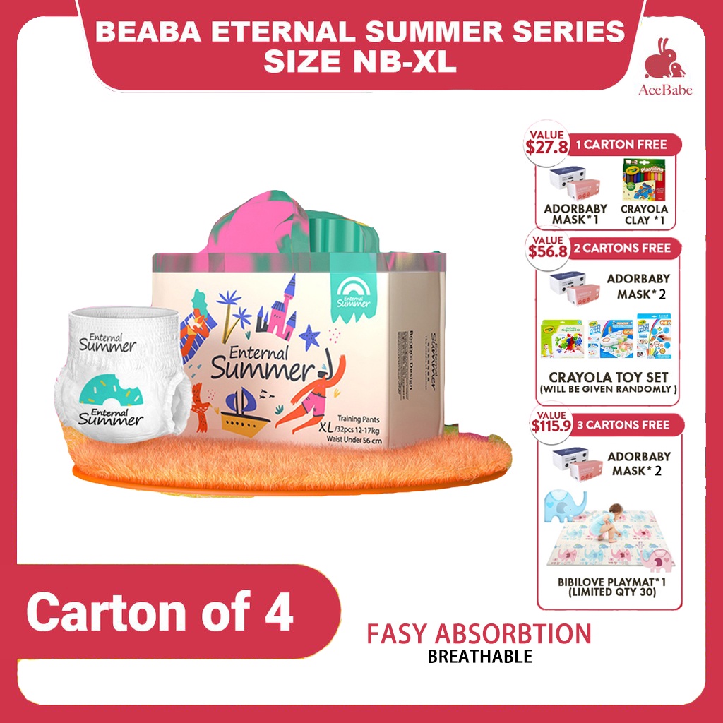 Carton Deal Beaba Diapers Beaba New Summer Series Pants L Xl Xxl Tape Diapers Nb S M L Xl Ultra Thin Shopee Singapore