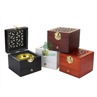 WOODEN MABKHARA Square Wood Bakhoor Burner Incense Burner Pine Wood Aromatherapy Incense Box Agarwood Sandalwood Box #1