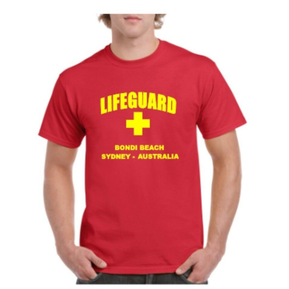 Lifeguard Bondi Beach Australia Red Yellow Blue Funny Humour Men S T Shirt Sportswear Halloween Gift Shopee Singapore - short sleeve lifeguard shirt roblox