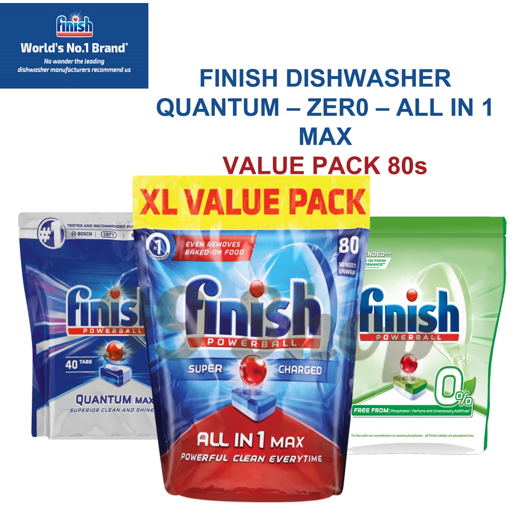 CHEAPEST FINISH PowerBall Dishwasher Tablets All in 1 Max 24/42/80 tabs