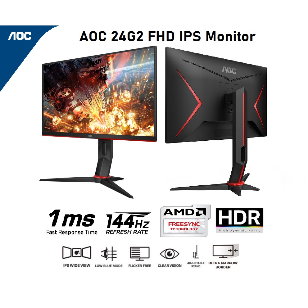 Aoc 24g2 Fhd 144hz Ips Gaming Monitor Shopee Singapore