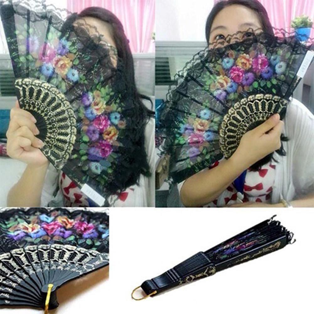 Ladies Woodsilk Hand Fan Holder Chinese Spanish Style For Dance