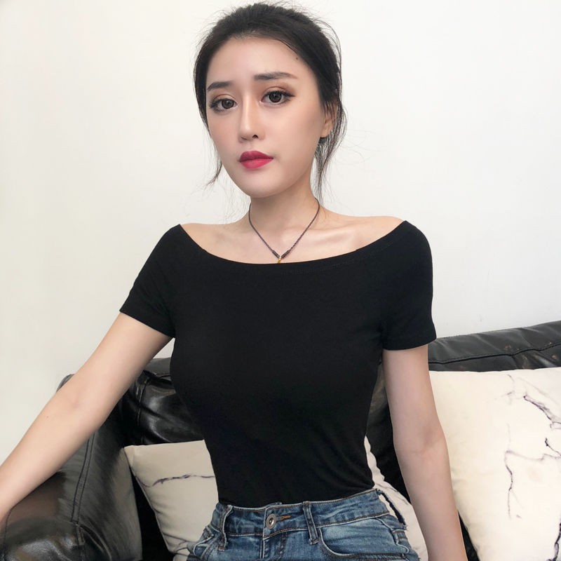 tight black off the shoulder top