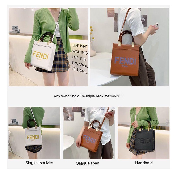 Image of Ready Stock Popular Tote Bag Female Korean Version New Style Portable Fashion Trendy Printed Letter Solid Color One-Shoulder Messenger #7