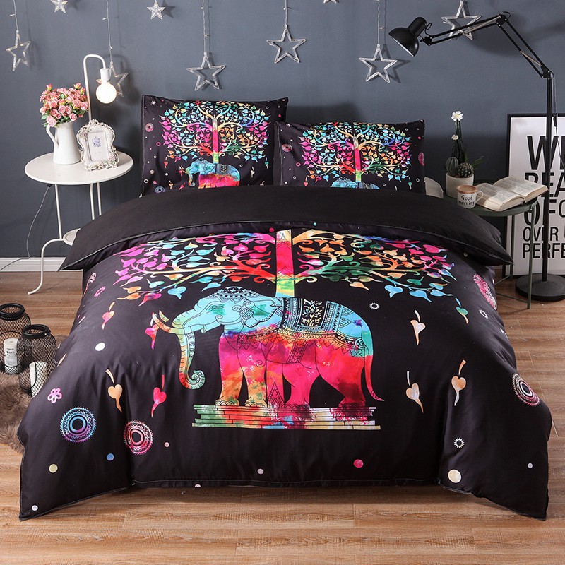 Indian Elephant Bedclothes Bedding Set Colorful Bohemian Print