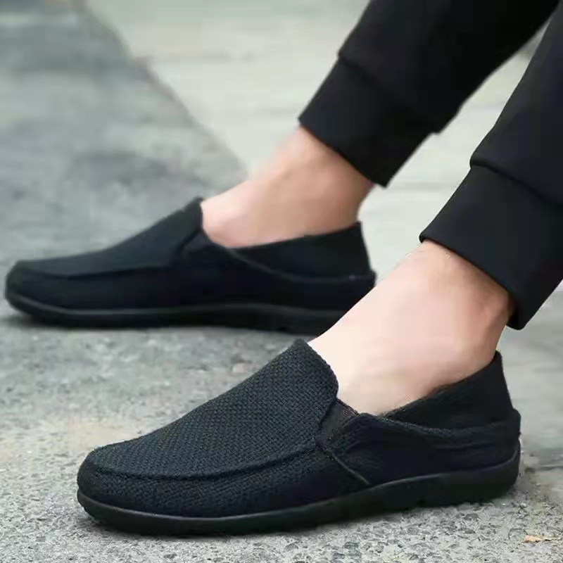 New Loafers shoes men's linen breathable casual soft canvas slip on shoes