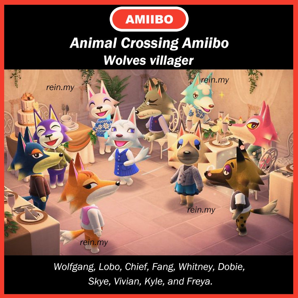 Animal Crossing Amiibo Wolve Wolfgang Lobo Chief Fang Whitney Dobie Skye  Vivian Kyle Freya | Shopee Singapore
