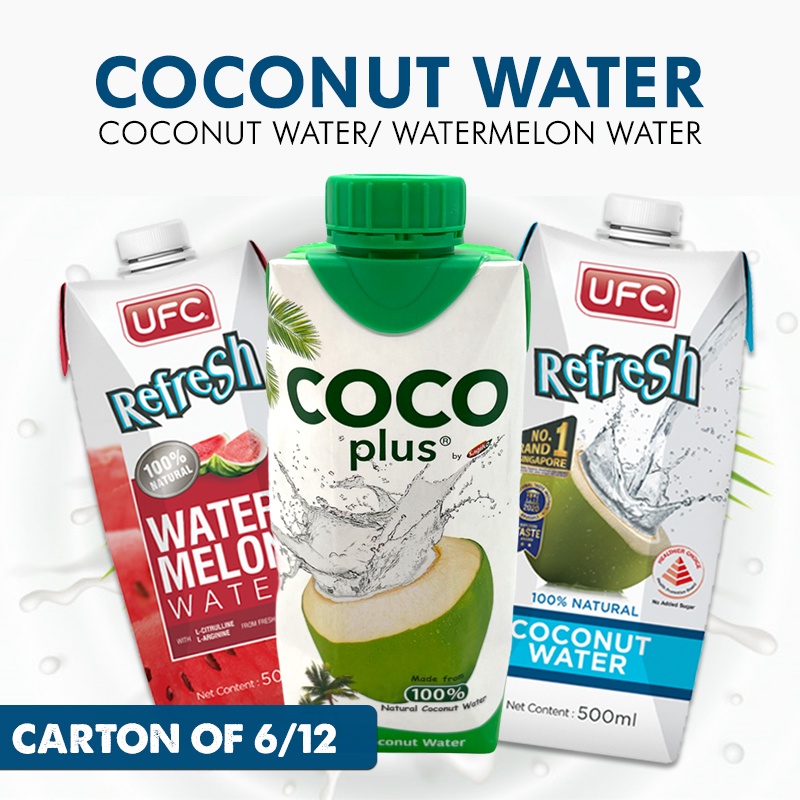 [Bundle of 12] UFC/ Coco Plus Coconut Water/ Watermelon Water 330ml