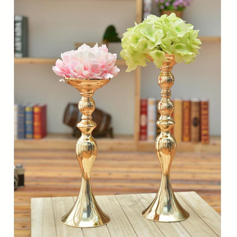 Gold Metal Candle Holders 50cm Stand Flowers Vase Candlestick As