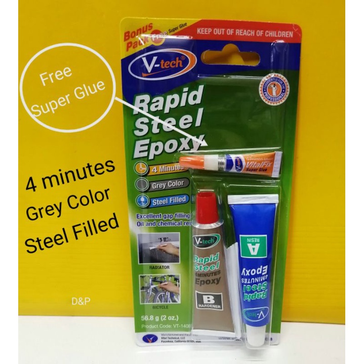 Vtech VT140B1 Rapid Steel Epoxy/2 ton gum Shopee Singapore