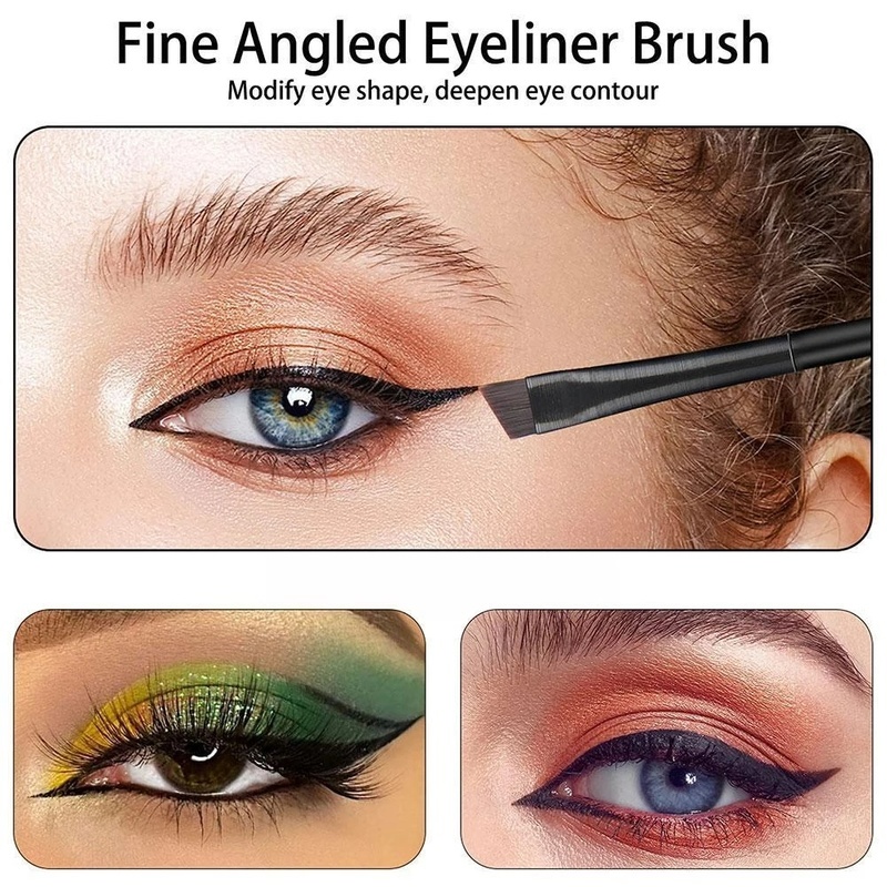 1 Pcs Black Multipurpose Angled Eyeliner Brush/ Portable Soft Fibrous Filaments Detial Brushes/ Professional Super Fine Make Up Tools