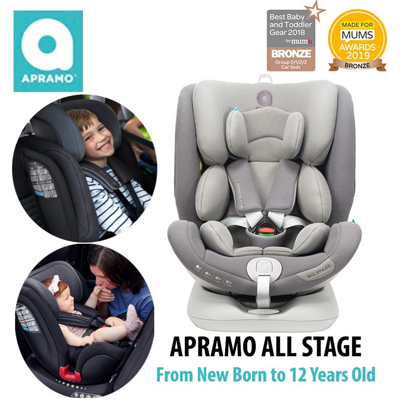 Apramo All Stage Premium Child Car Seat Group 0 1 2 3 0 36kg Isofix Front Rear Facing Grey Colour Limited Set Shopee Singapore