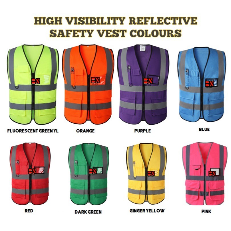 High Visibility Safety Vest With Reflective Pocket Key Ring Id Tag Xxl Shopee Singapore