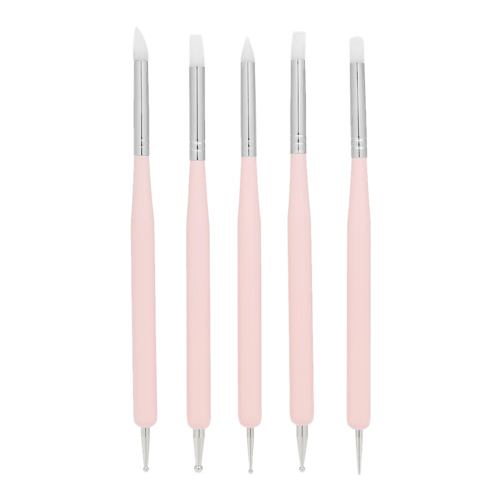 5 Pcs 2 Ways Nail Dotting Pen Silicone Nail Pen Nail Art Brush UV Gel Paint  | Shopee Singapore