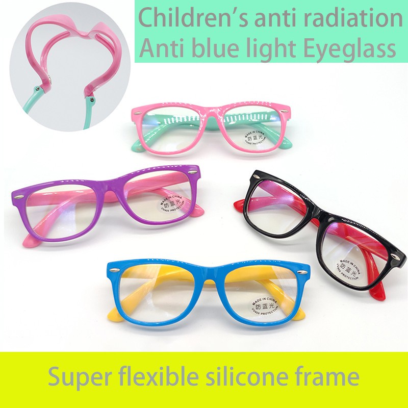 Children's Anti-blue light Anti-myopia anti-Radiation non-degree ultra-light glasses Kids silicone frame Eyeglass