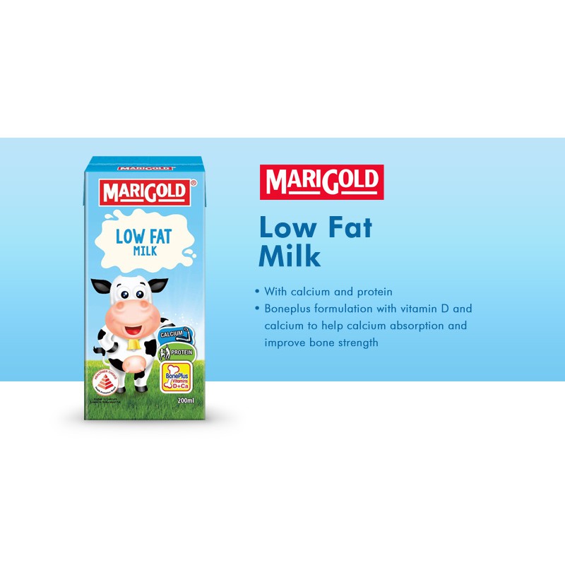 Marigold Uht Low Fat Milk 200ml X 24 Tetra Free Delivery Within 3 Working Days Shopee Singapore