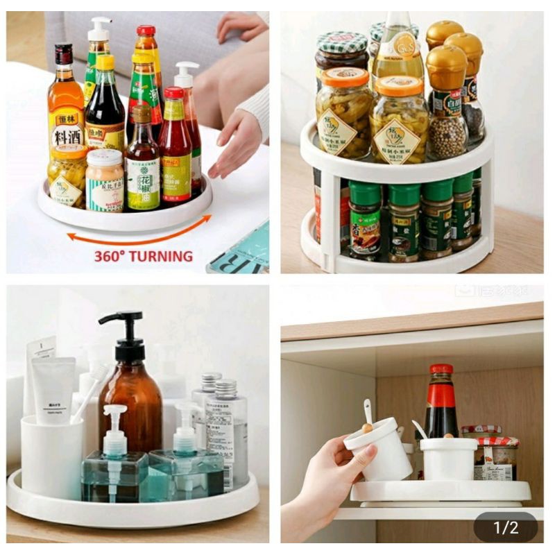 Lazy Susan Kitchen Tray Rack Storage Organizer Rotary Tray Spice Seasoning Seasoning Condiment