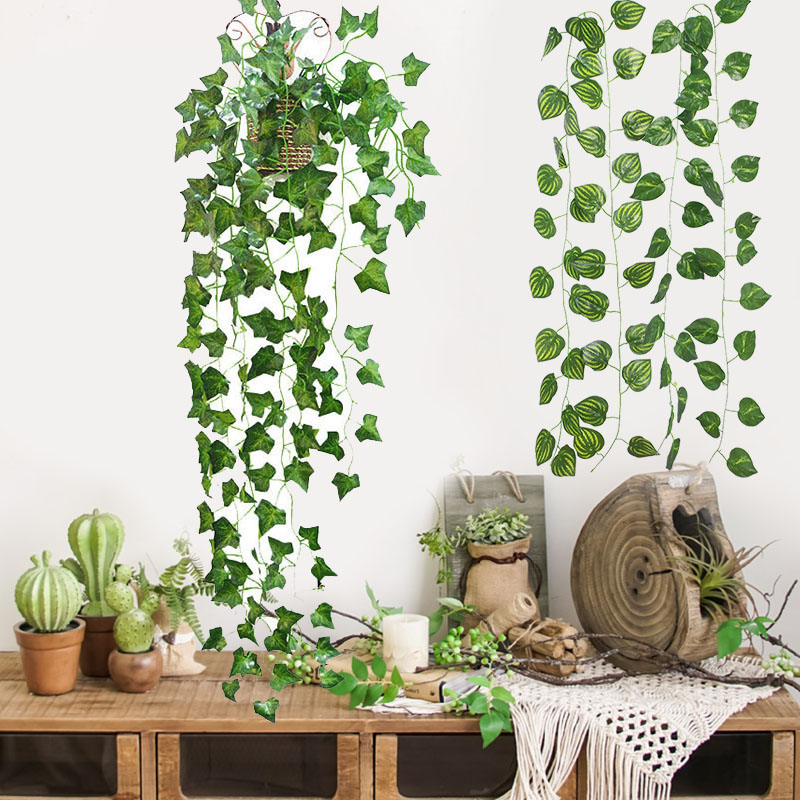 1 1m Artificial Plants Creeper Ivy Leaves Green Simulation Rattan Diy Wedding Home Garden Wall Hanging Decor Fake Vines Flowers Ee Singapore - Artificial Plant Wall Mounted Indoor Outdoor