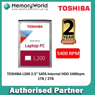 TOSHIBA L200 SATA Internal 2.5 inch HDD 5400RPM, 1TB / 2TB. Singapore Local 2 Years Warranty