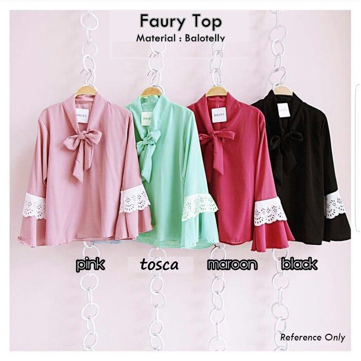 Faury Top Clothes Top Bluse Bouse Women Clothes Long Arm Length Htam Maroon Shopee Singapore