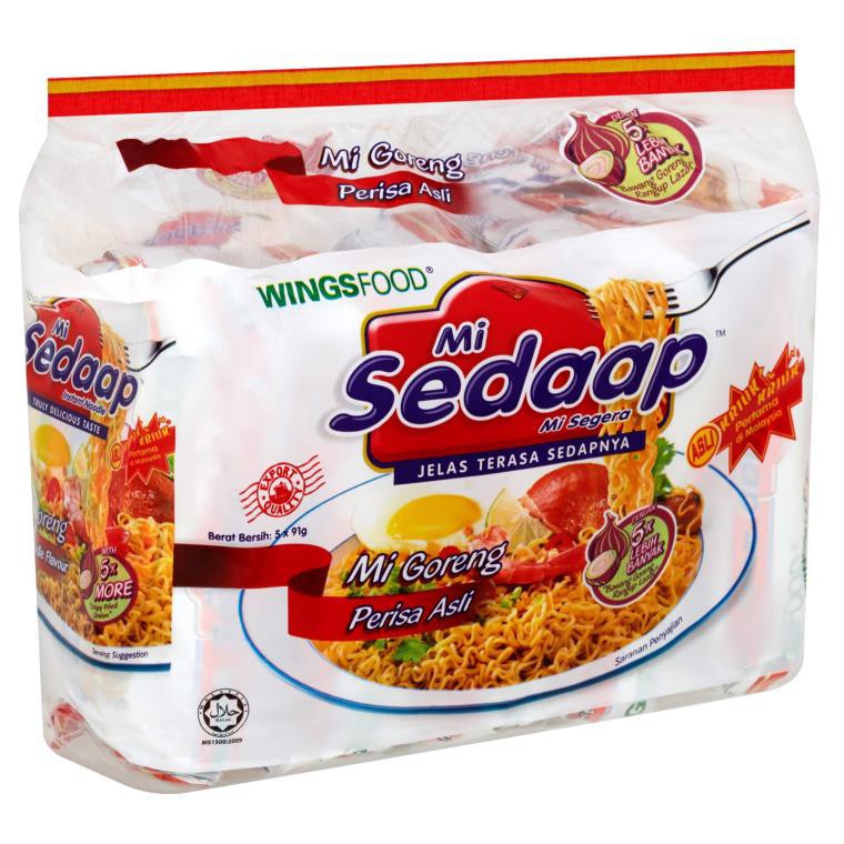 Shop Malaysia Wingfood Mi Sedaap Asli 91gm 5 S Instant Noodle Mee Goreng Original Flavour Shopee Singapore