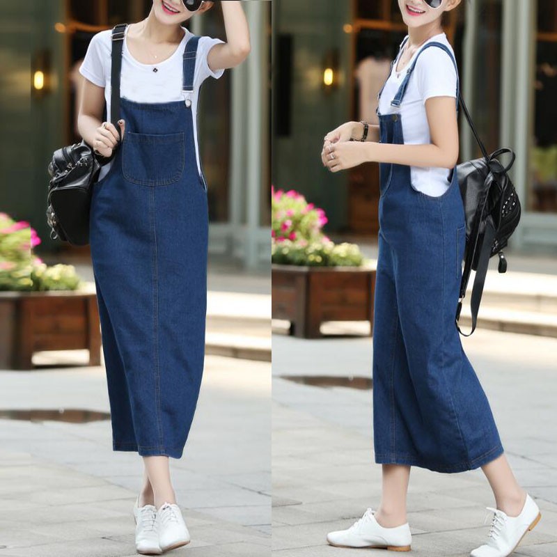 Fashion Women Dungaree Pinafore Denim Look Overalls  Casual 