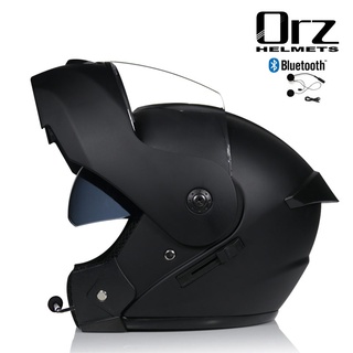 ORZ Motorcycle bluetooth helmet DOT approved flip helmet dual visor racing motorcycle helmet full face helmet