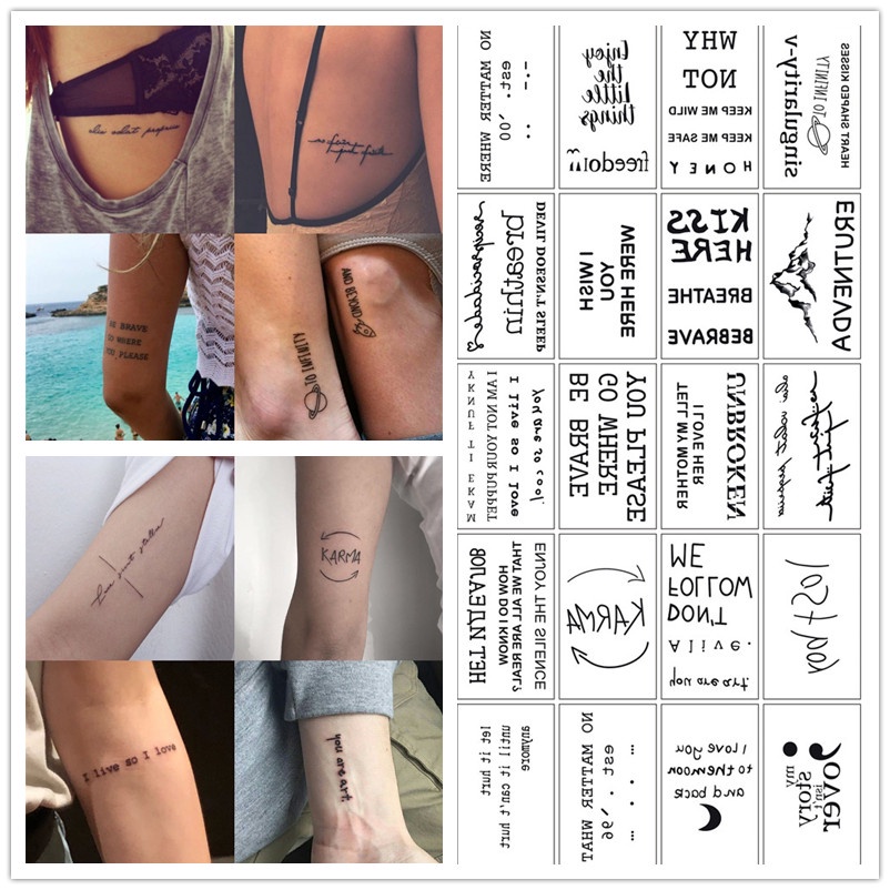30 Sheets Simple New English Alphabet Tattoo Stickers Unisex Small Fresh  Flowers Butterfly Arm Body Tattoo Stickers | Shopee Singapore