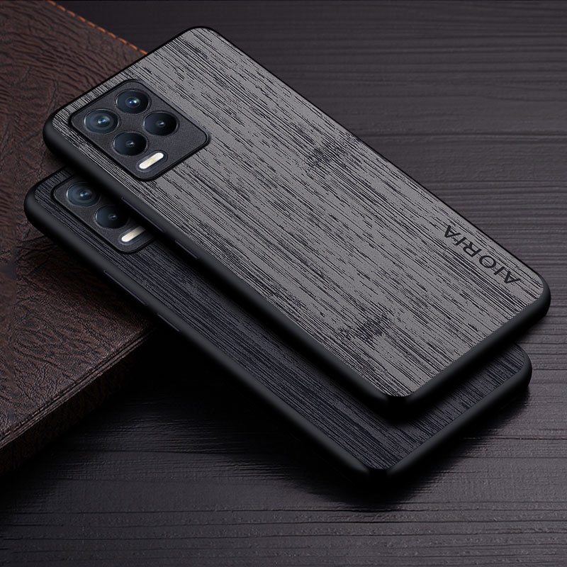 Case for Oppo Realme 8 Pro 5G 8i 4G funda bamboo wood pattern Leather phone cover Luxury