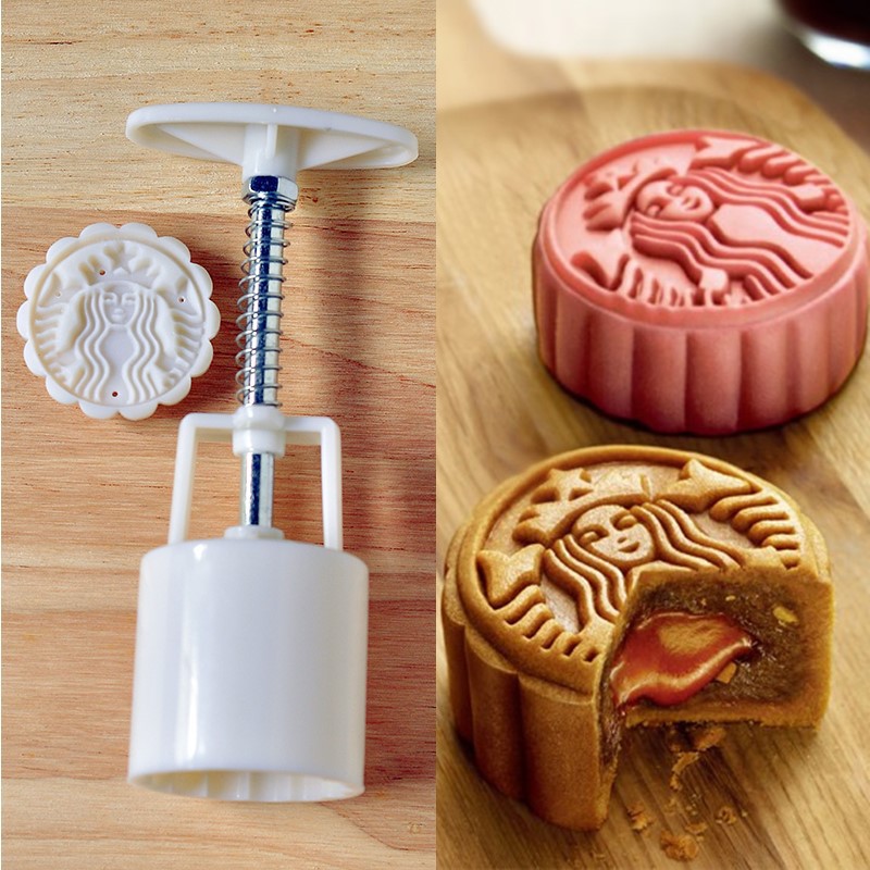 2Pcs 50g 63g 75g round Starbucks Moon Cake Mold Mould