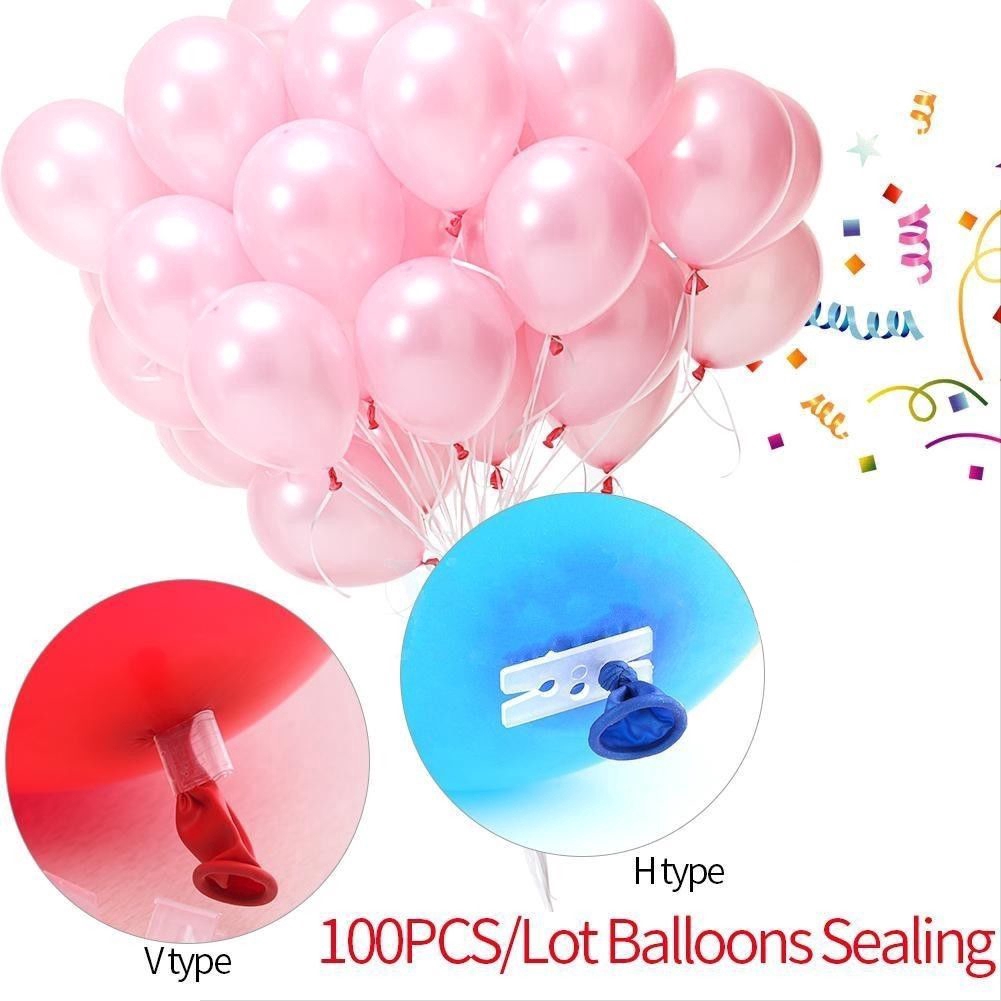 Lot Clip 100pcs Party Xmas Wedding Birthday Tie Decoration Balloon Plum 