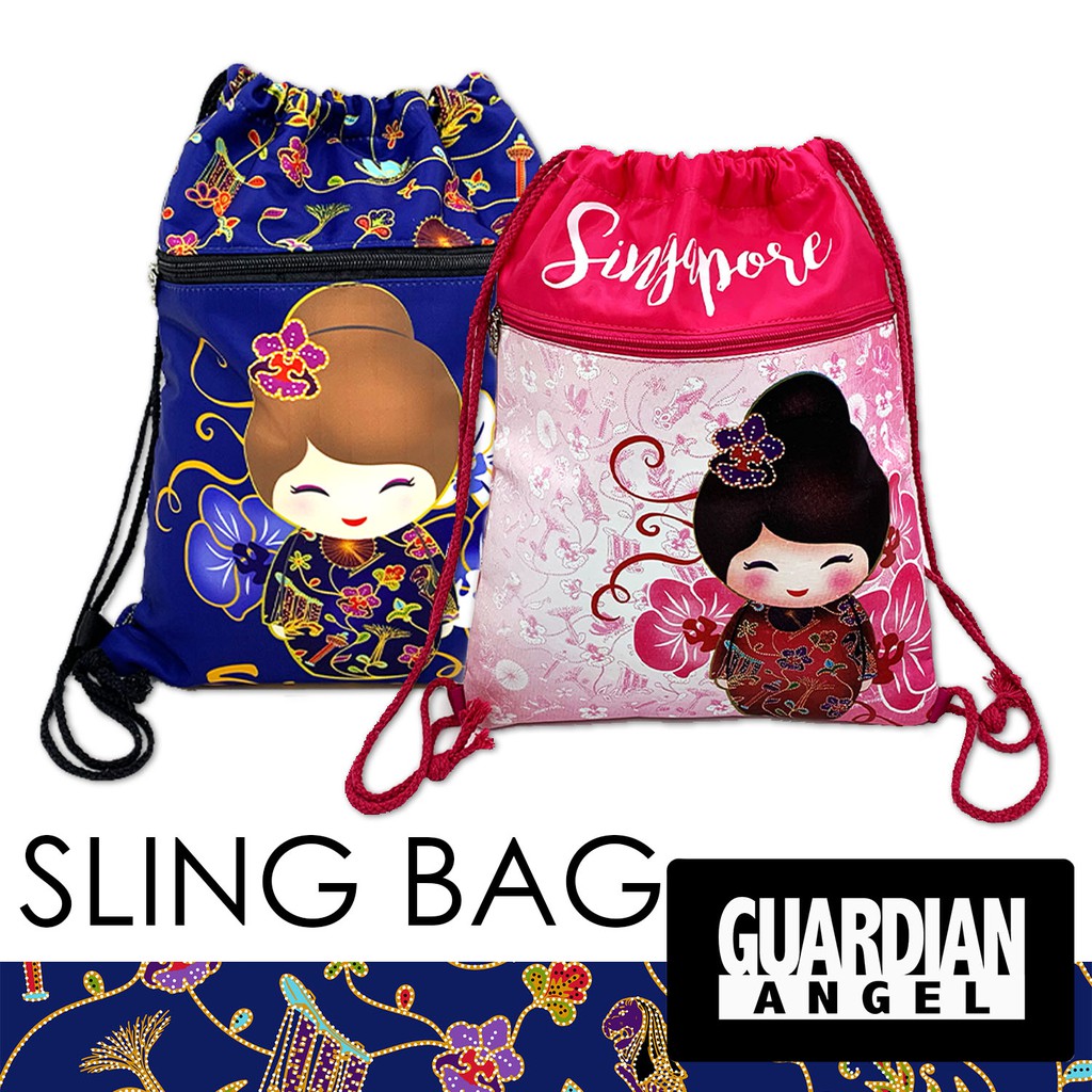 (SG LOCAL Seller) Singapore Batik Girl Drawstring Bag -Guardian Angel
