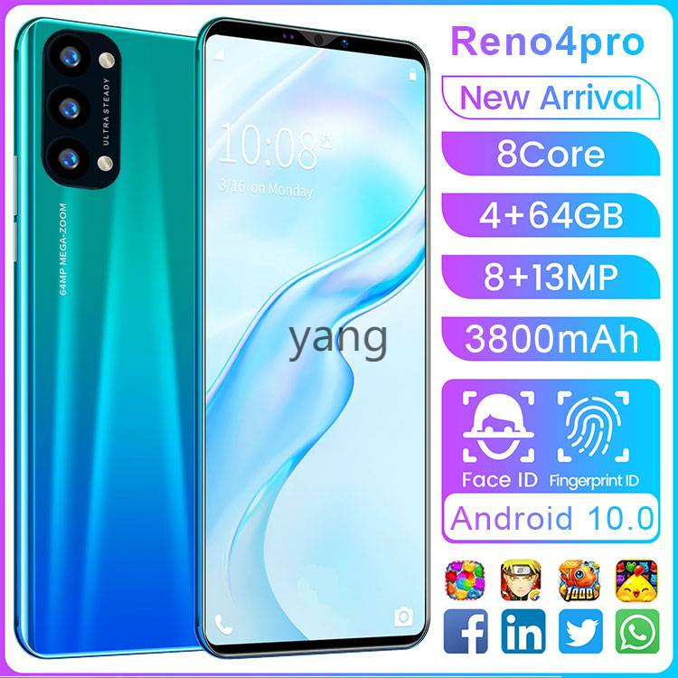 Reno4 Smartphone5.8 inch Full screen Smart Handphone Mobile Phone 4GB RAM 64GB ROM Deals 3G/4G Mobilephone Lte Phone hp