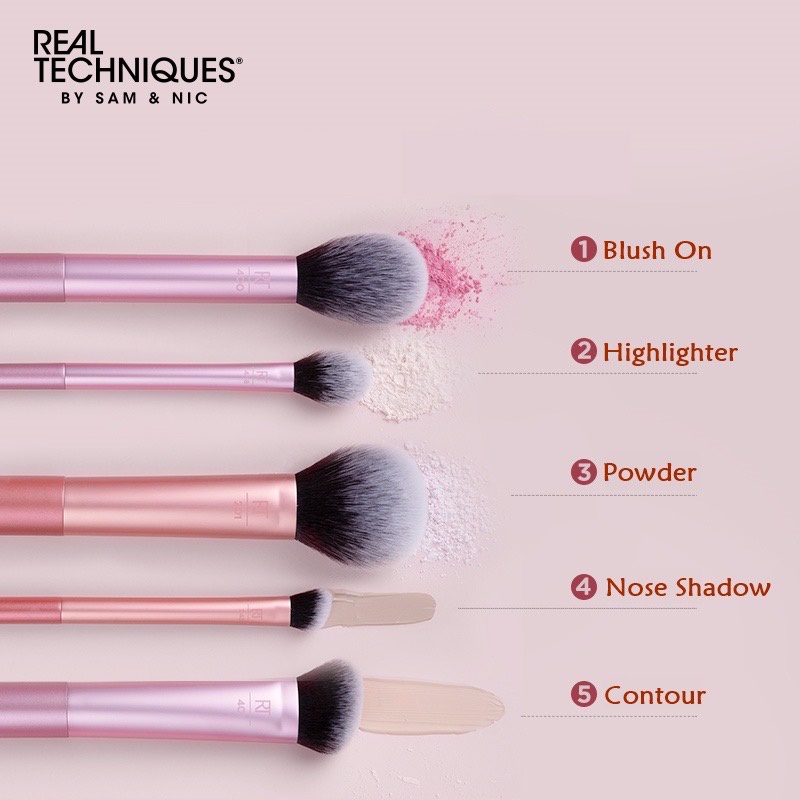 techniques 5pcs face essentials makeup brush set highlighter powder nose shading contour Shopee Singapore