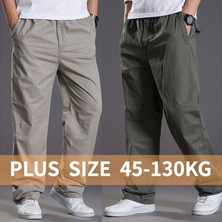 【Plus Size】Mens casual Cargo Cotton Pants Pocket loose Straight Elastic Work Trousers Joggers  Large Size 6XL