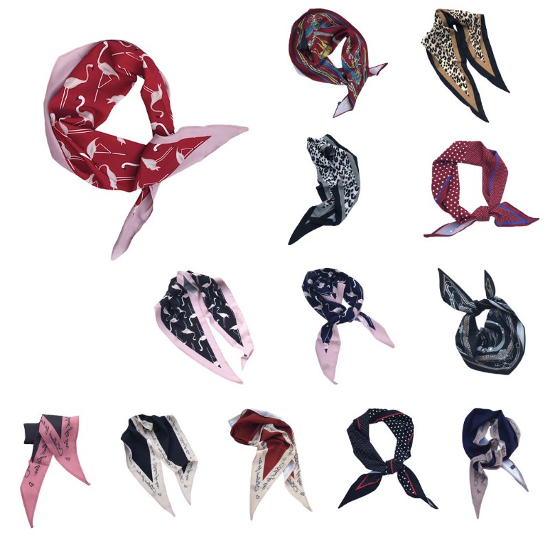 San Summer Silk Feeling Hair Scarves For Women Printed Head