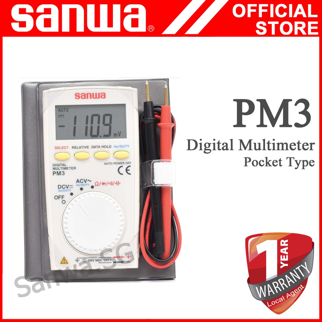 Sanwa PM3 Digital Multimeter Pocket Type AC/DC Voltmeter Shopee Singapore