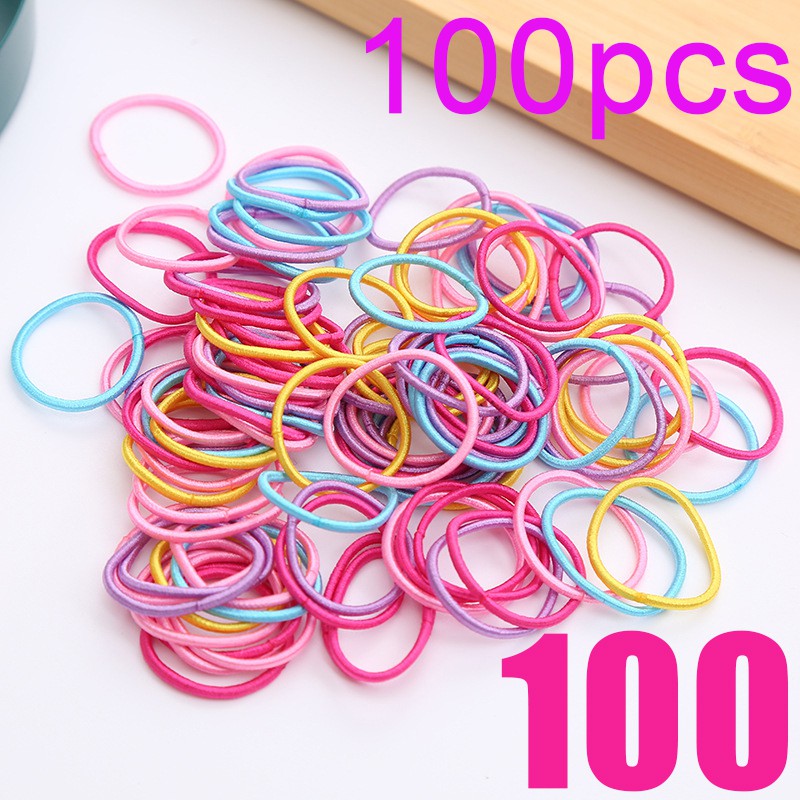 100pcs Girls Cute Colorful Basic Elastic Hair Bands Ponytail Holder  Children Scrunchie Rubber Band Kids Hair Accessories | Shopee Singapore