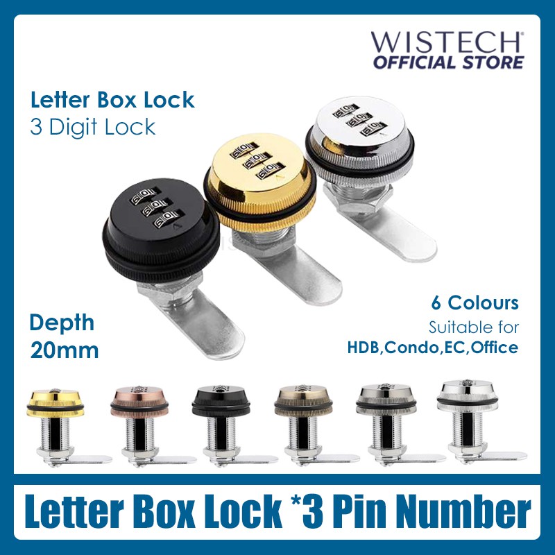 Wistech Letter Box Lock, 20mm ,HDB Keyless Mail/Letter box Lock