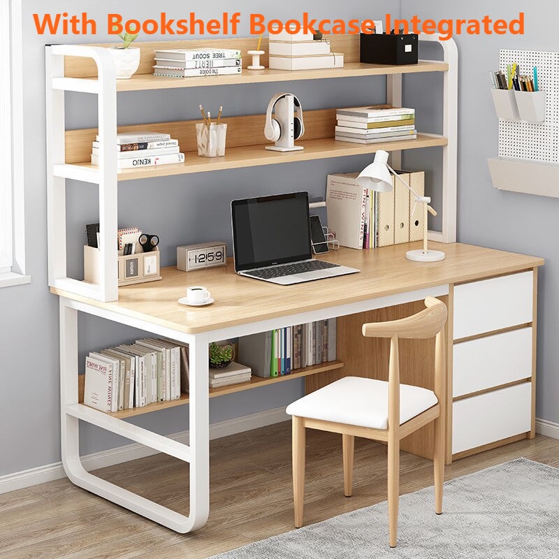 【Hot Sale】Simple Study Table With Drawers And Bookshelves Computer Desk ...