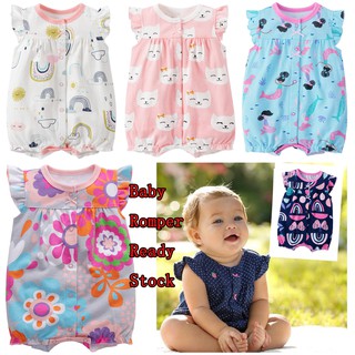 Newborn Baby Girls Romper Floral Short Sleeve Infants Jumpsuit