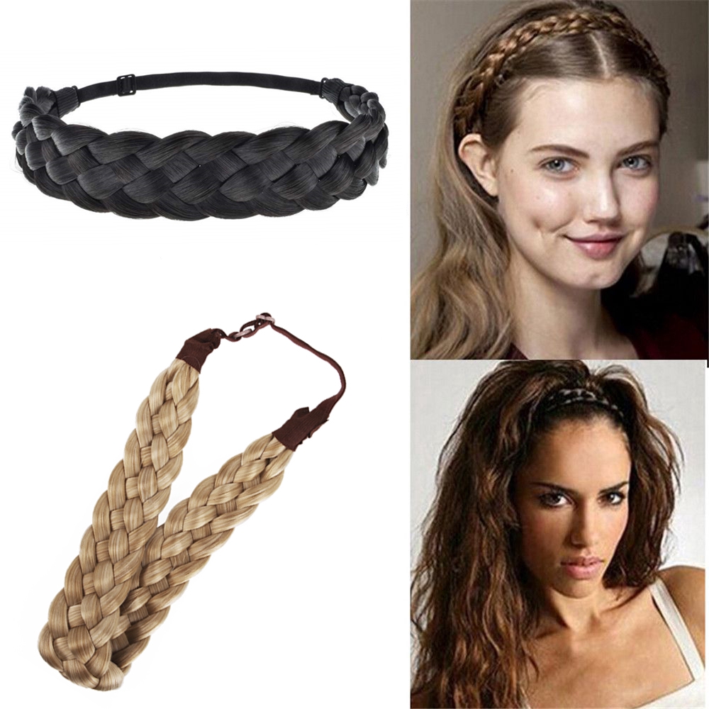 Women Bohemian Synthetic Wig Braided Twist Hair Tie Band Plaited