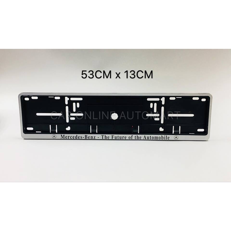 Car Number Plate License Frame Cover With Logo Mercedes Benz Silver 53cm X 13cm Shopee Singapore