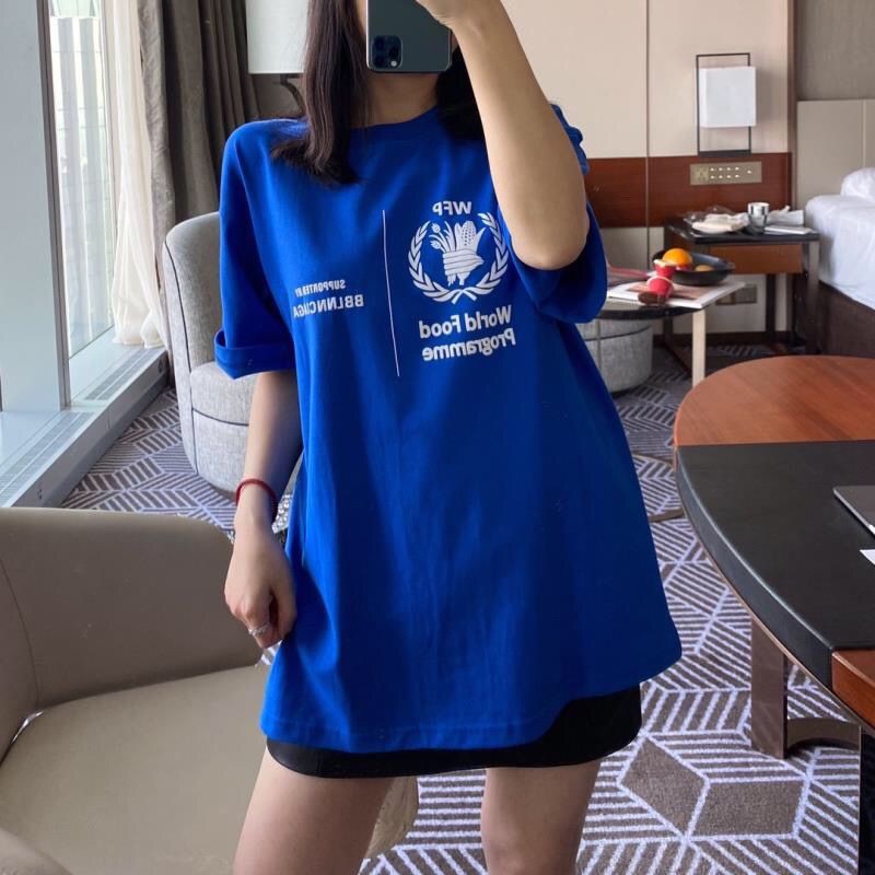 Spring And Summer Balenciaga New Food Plan Men And Women T Shirt Letters Pure Cotton Bf Loose Rose Red Couple Short Sleeves Shopee Singapore