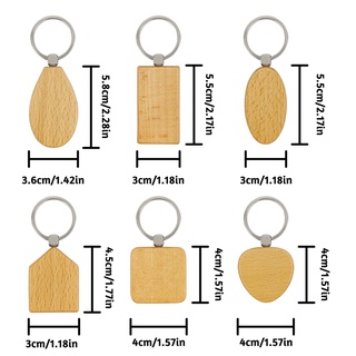 18PCS Blank Wooden Keychain DIY Wood Keychains Key Tags Gifts Key Ring DIY Key Decoration Supplies #7